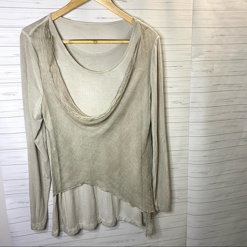 Soft Surroundings M Medium Tunic Top Peasant Boho Distressed.